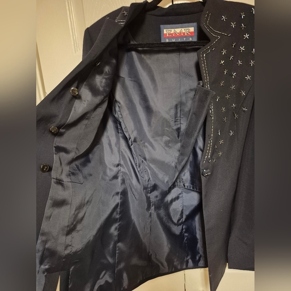 Elegant Navy Embellished Women's Jacket - Picture 4 of 4